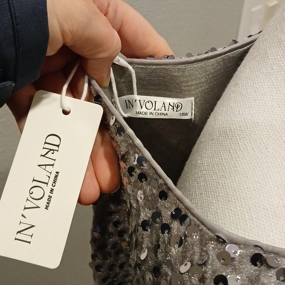 Nwt IN'VOLAND Womens Sequin Dress Plus Size Sexy V Neck Party Cocktail Sparkle - Picture 3 of 4